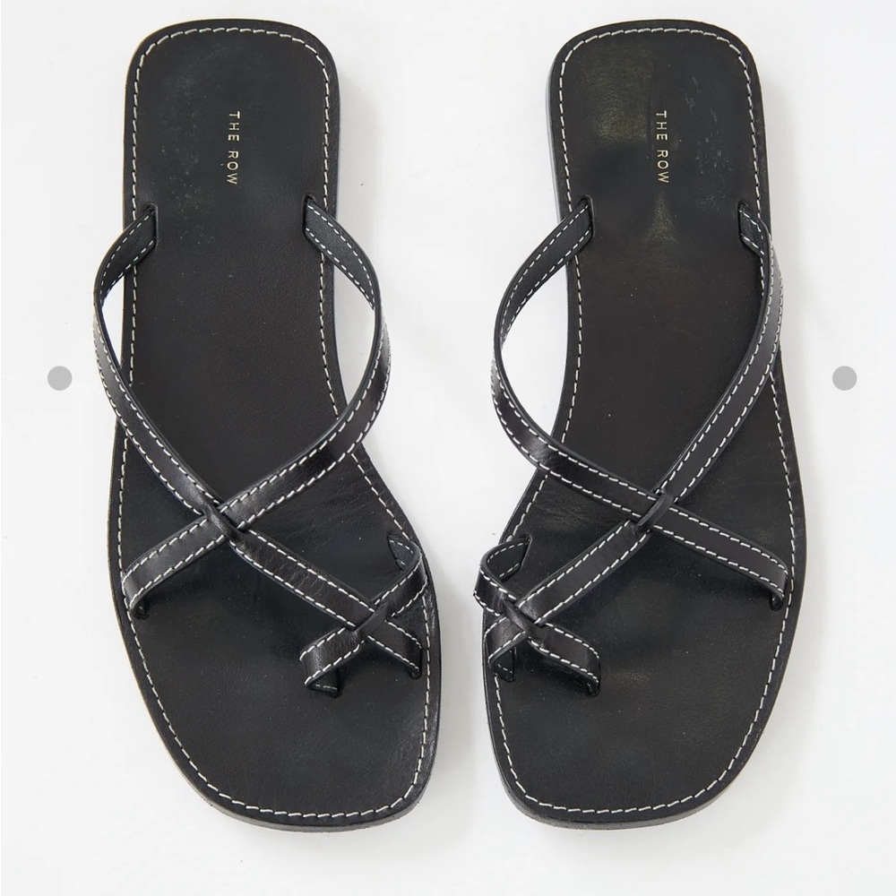 The Row Black Minimalist Leather Sandals